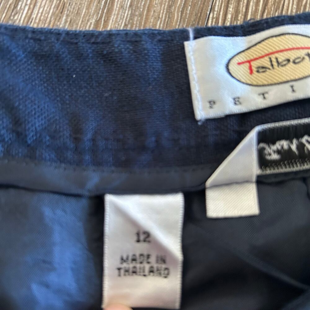 Talbots women’s linen navy blue cropped pants size 12 petite Boho, timeless - Picture 5 of 9